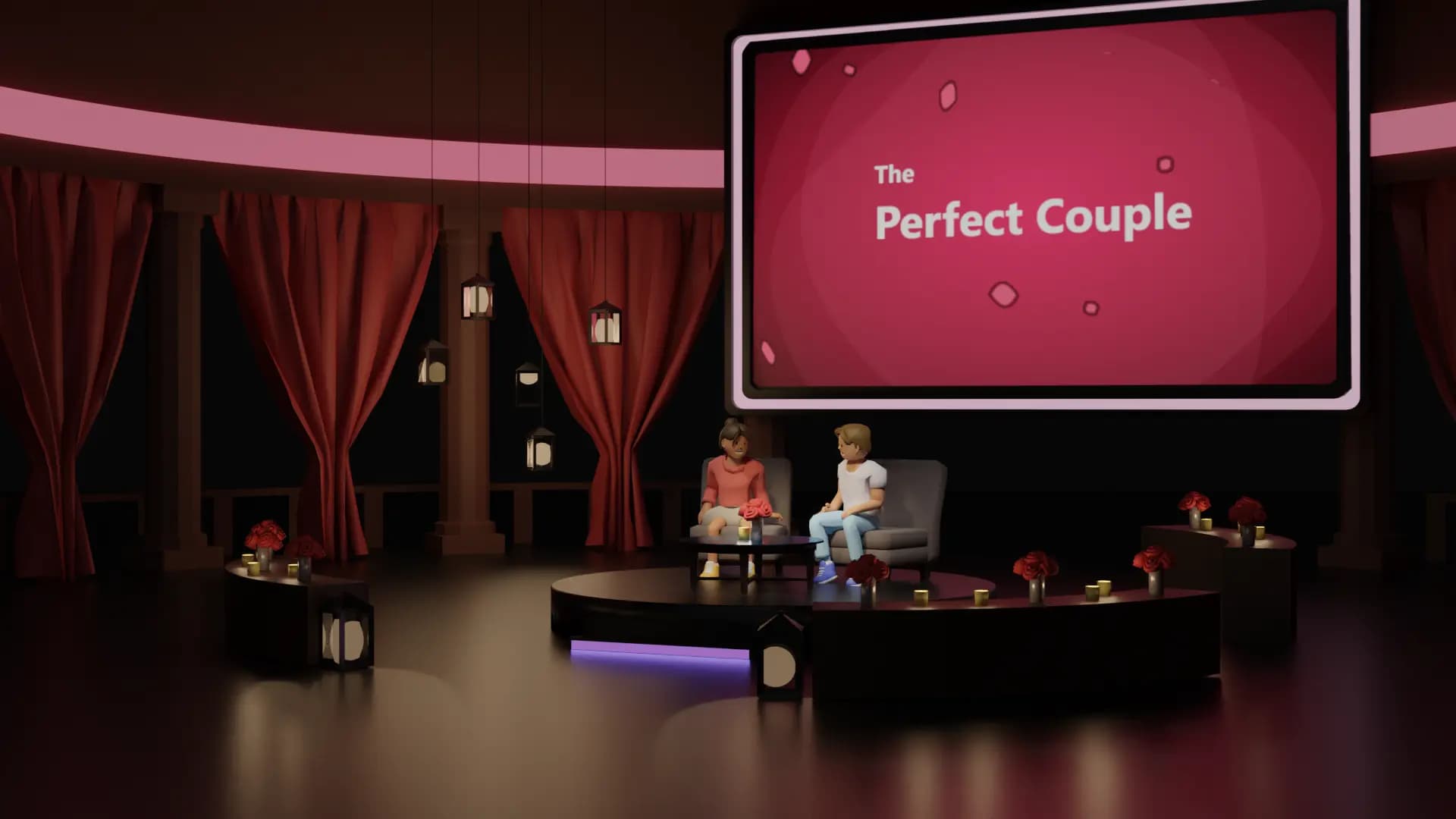 A couple in cold war styled an escape room